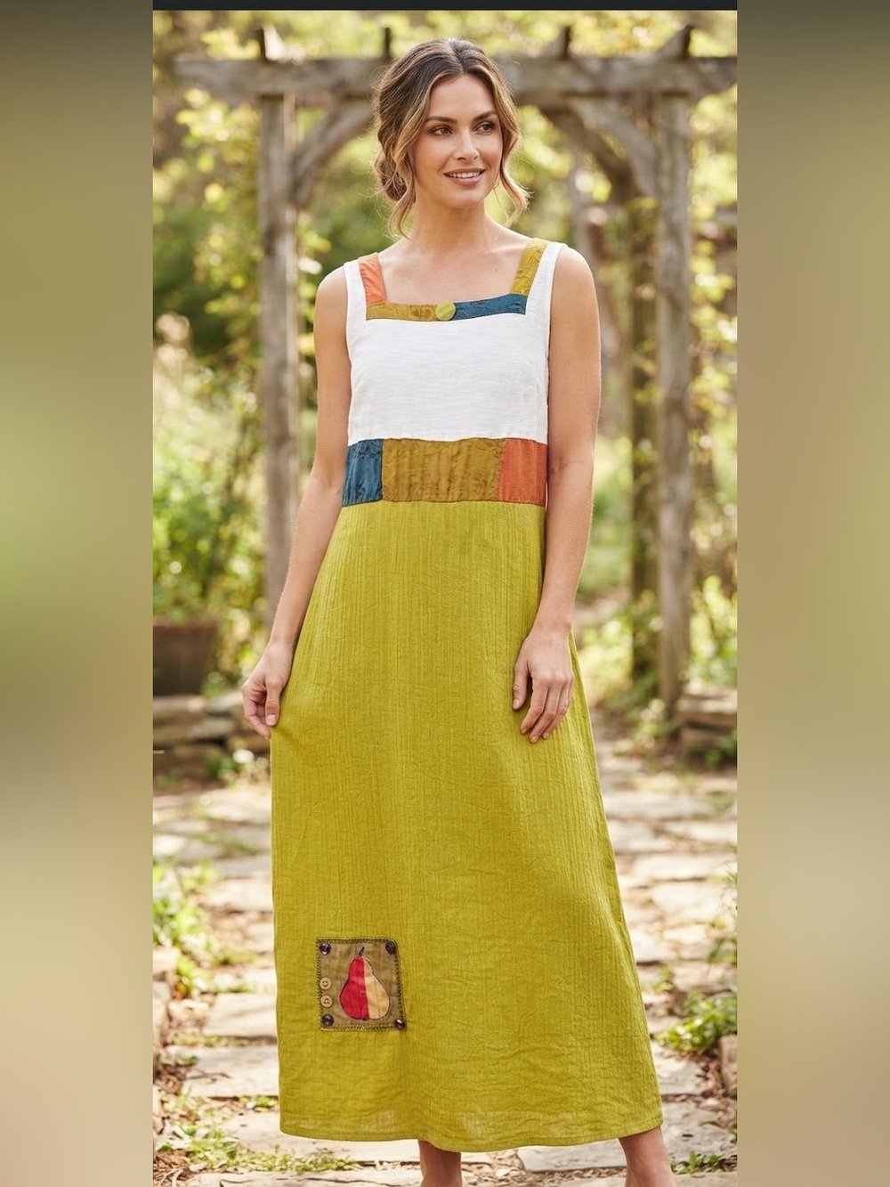 Faith by Celia Forrester Colorful Art to Wear Maxi Dress Sz S Patchwork Teacher